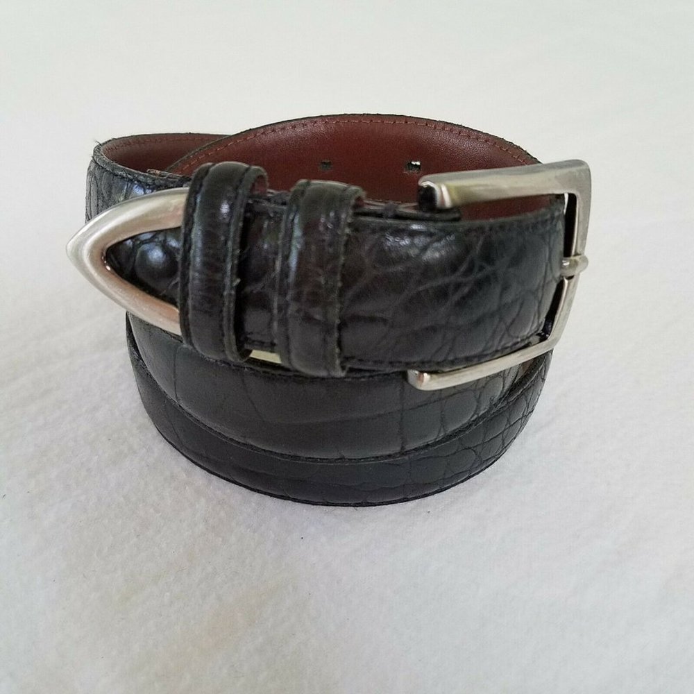 Argentinian Leather Black Belt With Metallic Tip M